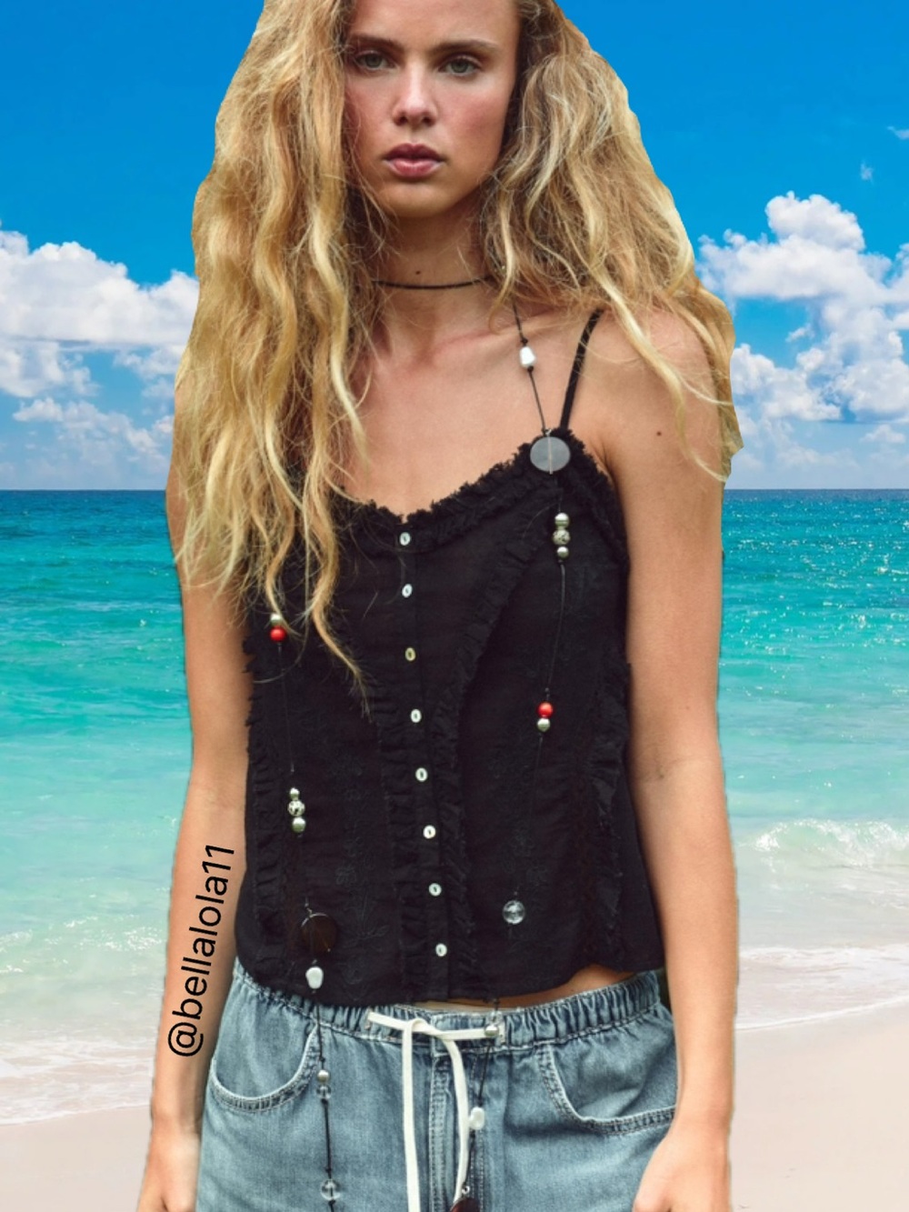 NEW EMBROIDERED BLACK TOP